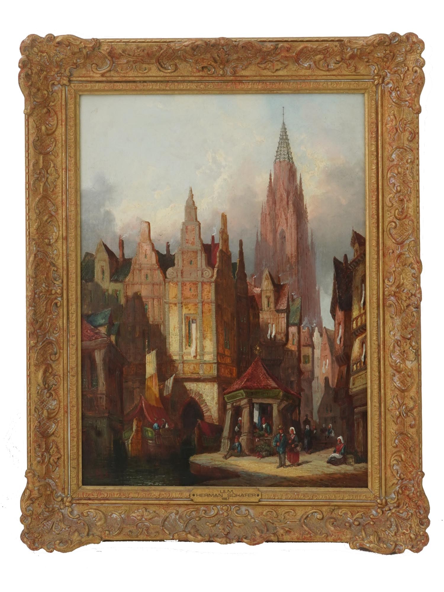 1887 ANTIQUE FRENCH OIL PAINTING BY HENRY SCHAFER (1 of 5)