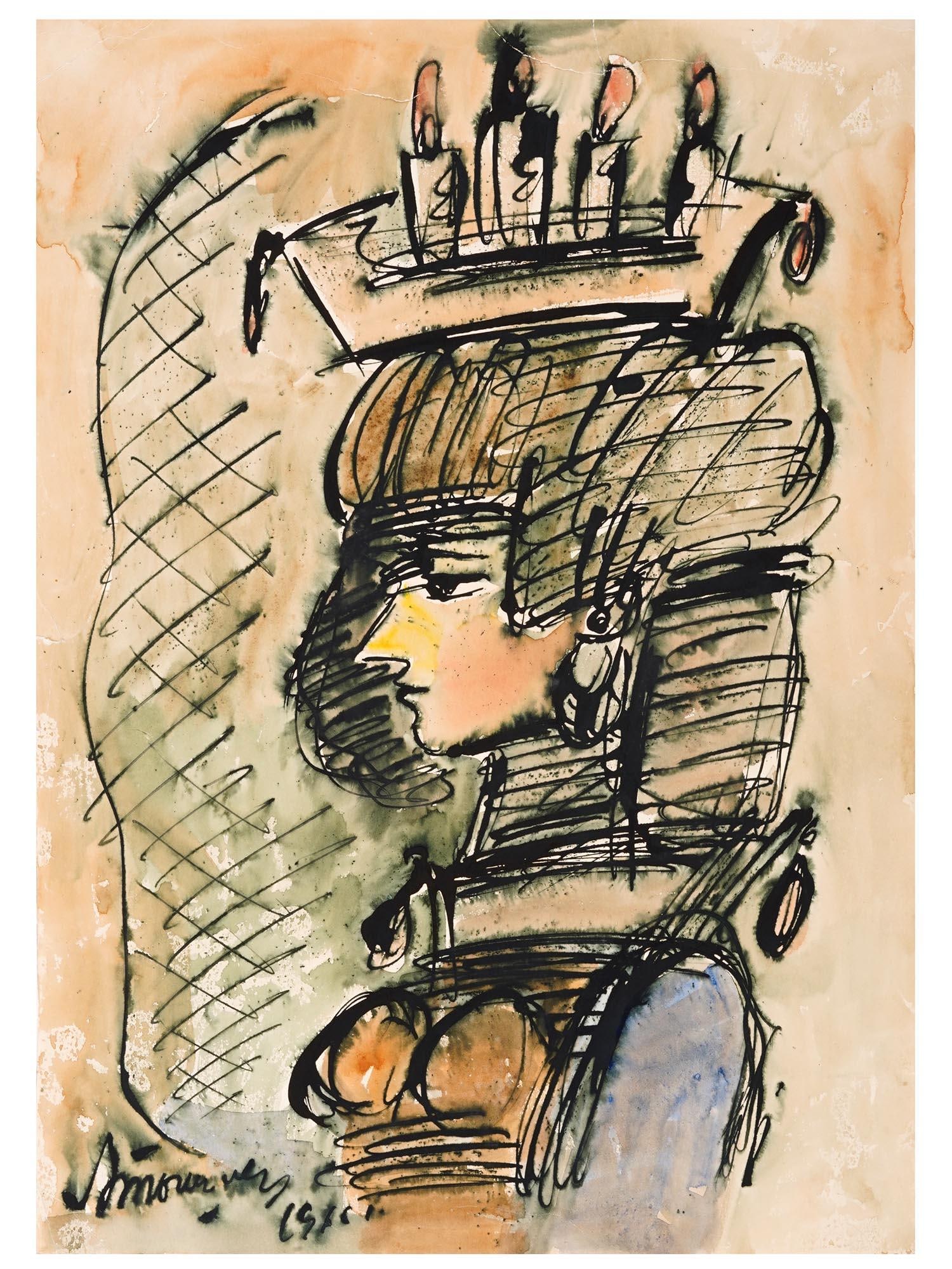 RUSSIAN FEMALE PORTRAIT PAINTING BY ALEXANDER TYSHLER (1 of 5)