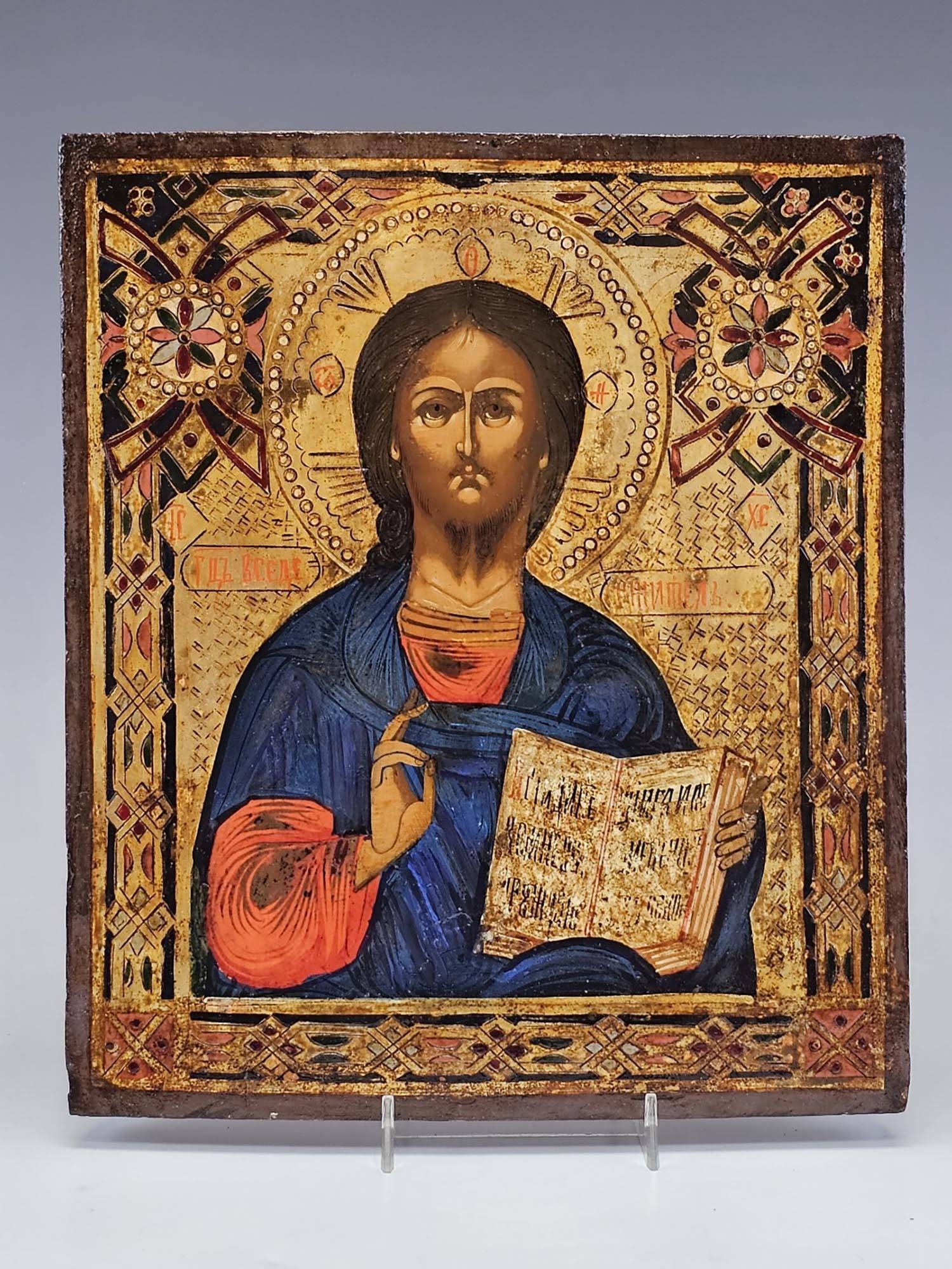 ANTIQUE RUSSIAN ORTHODOX CHRIST PANTOCRATOR ICON (1 of 6)