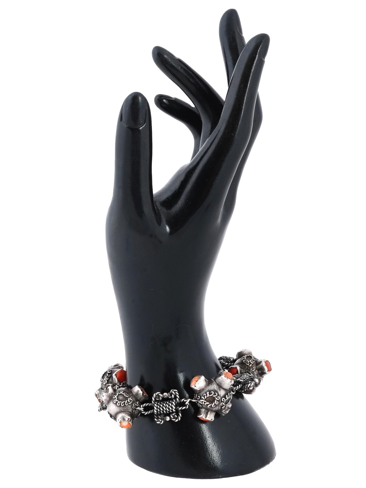 DAVID YURMAN STERLING SILVER CARNELIAN LINK BRACELET (1 of 5)