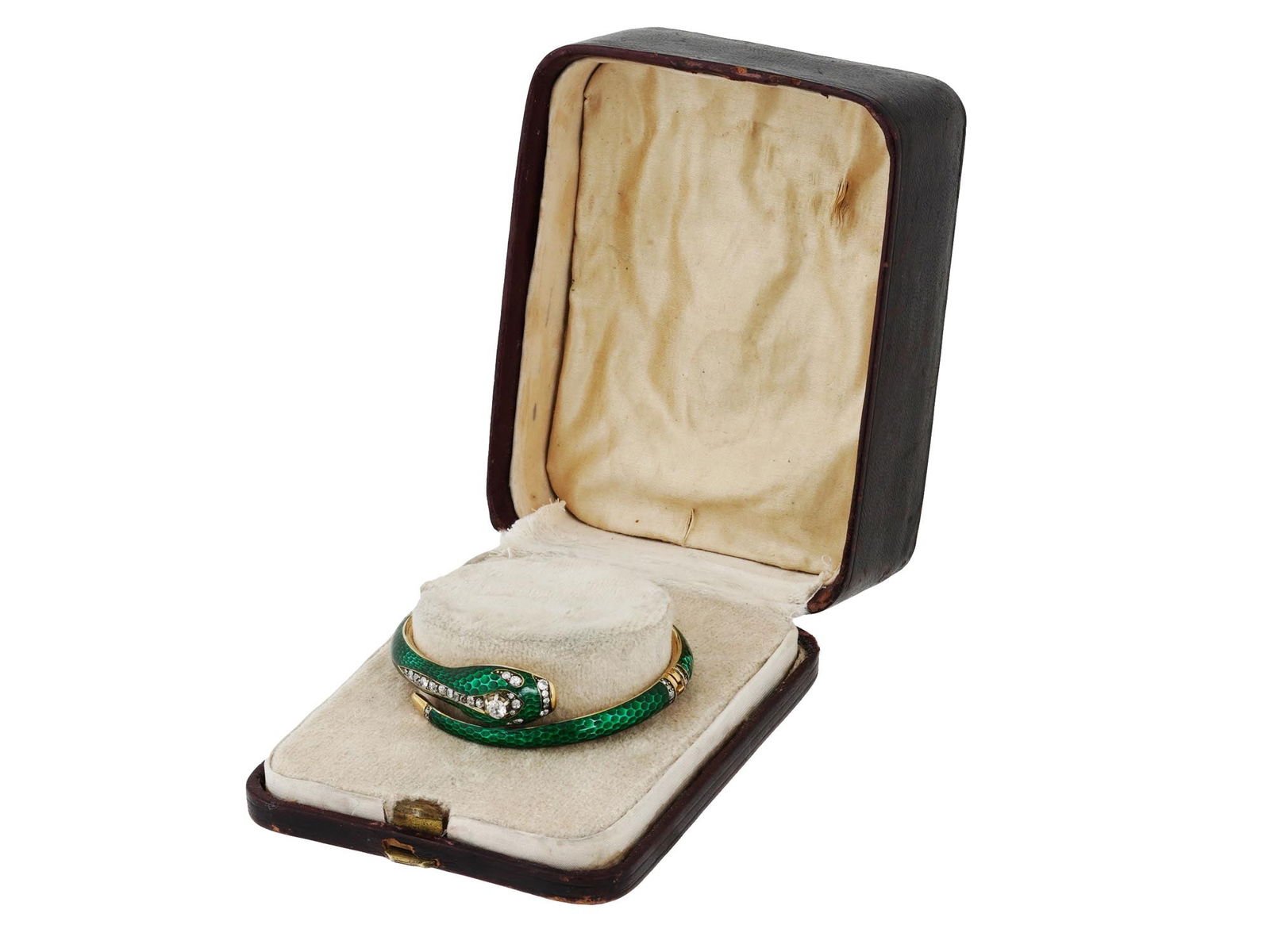 RUSSIAN ART DECO GOLD ENAMEL SNAKE BRACELET W DIAMONDS (1 of 9)