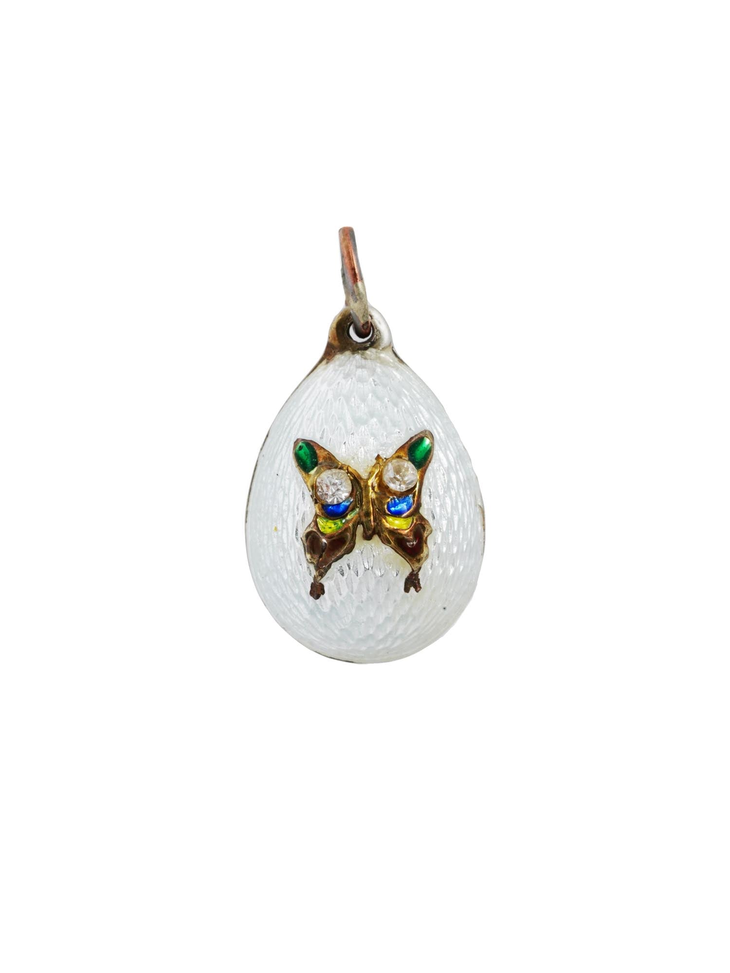 RUSSIAN SILVER ENAMEL BUTTERFLY EASTER EGG PENDANT (1 of 7)
