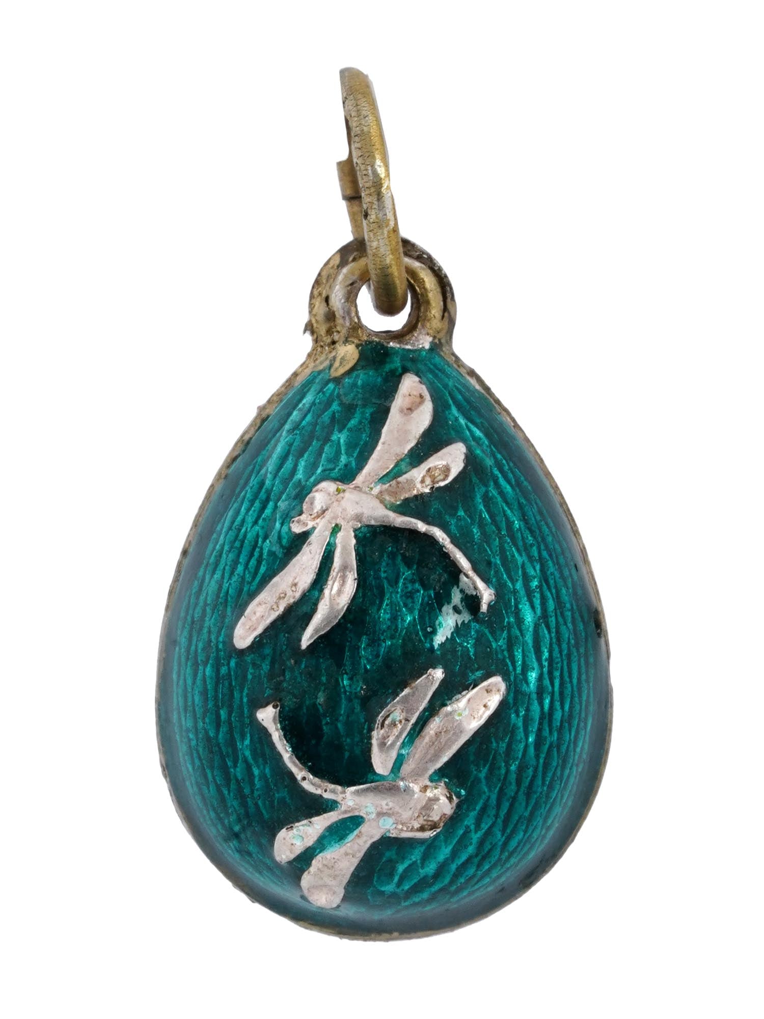 RUSSIAN GILT SILVER ENAMEL DRAGONFLY EGG PENDANT (1 of 5)