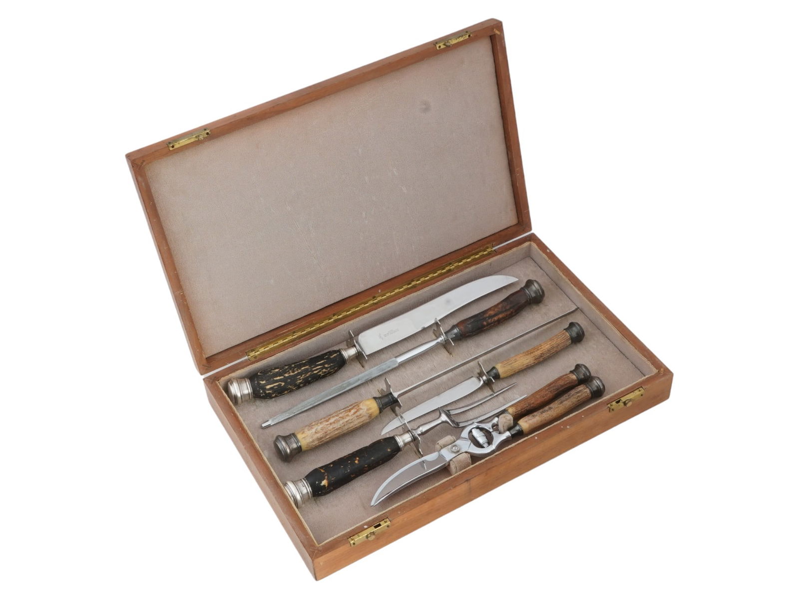 VINTAGE ART DECO JOHN HASSELBRING SILVER CARVING SET (1 of 11)