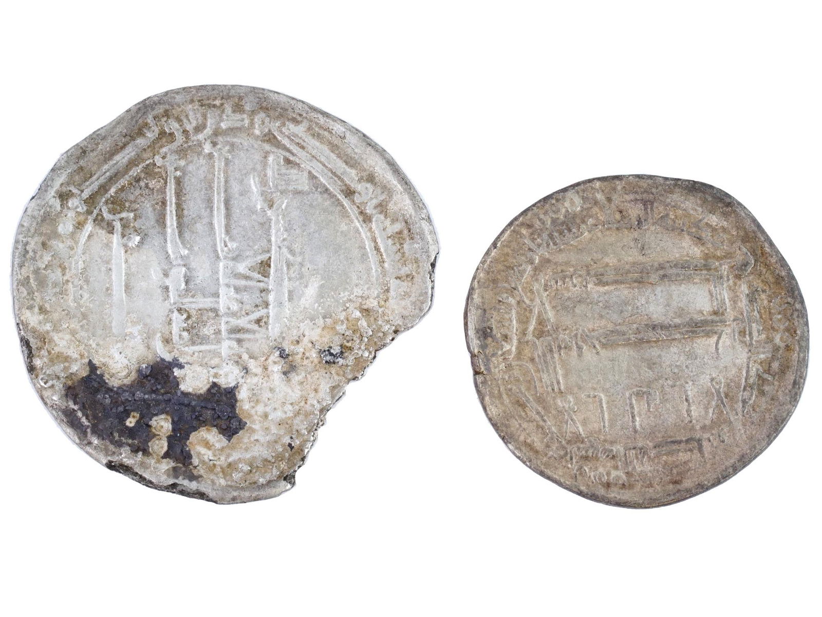 ANCIENT ISLAMIC ABBASID DYNASTY SILVER DIRHAM COINS (1 of 6)