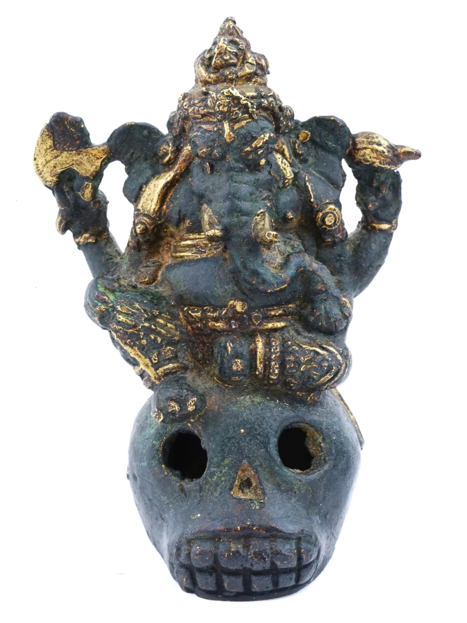 ANTIQUE SINO TIBETAN BRONZE GANESH SHRINE FIGURE (1 of 6)