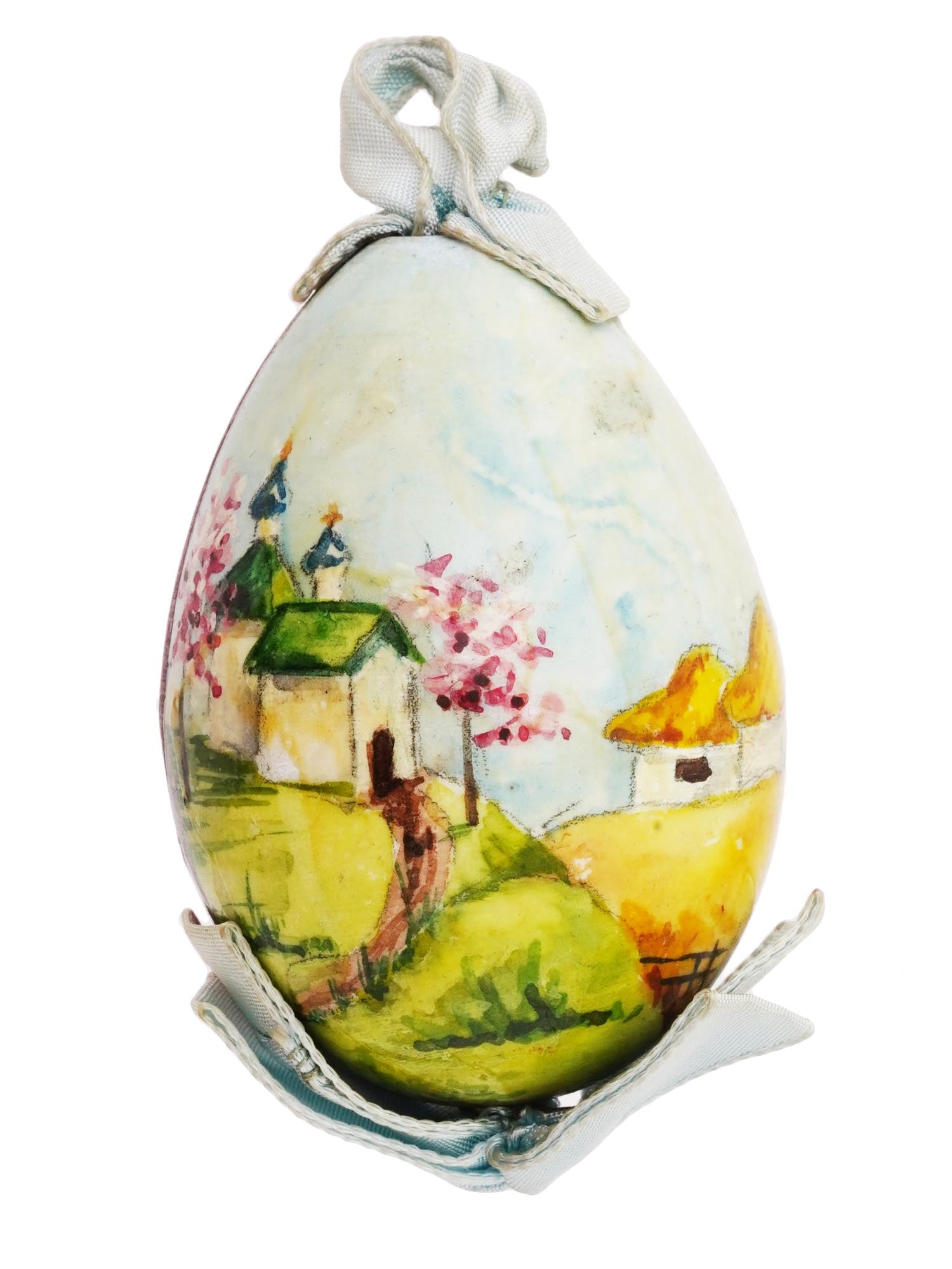 RUSSIAN IMPERIAL CHURCH HAND PAINTED WOOD EASTER EGG (1 of 6)