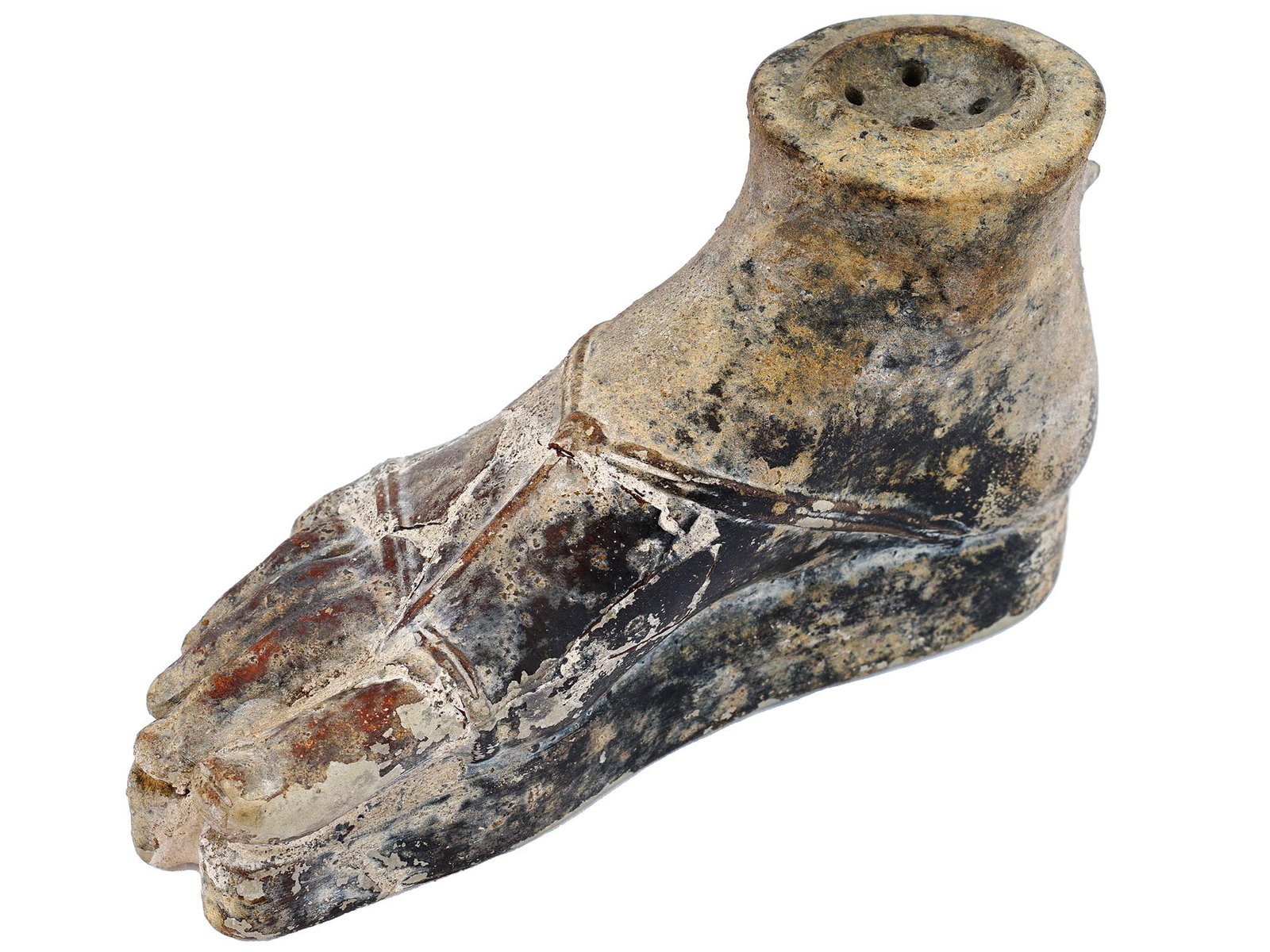 ANCIENT GREEK CERAMIC GUTTUS SANDALED FOOT (1 of 10)