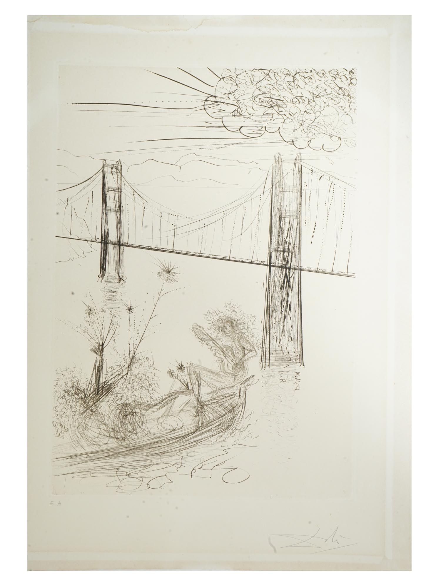 1970 GOLDEN GATE BRIDGE ETCHING BY SALVADOR DALI (1 of 7)