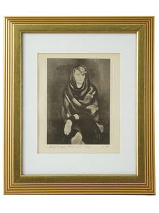 MODERN FRENCH PORTRAIT LITHOGRAPH BY MOISE KISLING: Moise Kisling, French, Polish, 1891 to 1953, black and white lithograph on paper, Sonya Portrait of Dennys le Bec, 1927. Inscribed and dated in pencil, lower left. Framed. Moise Kisling is known for C