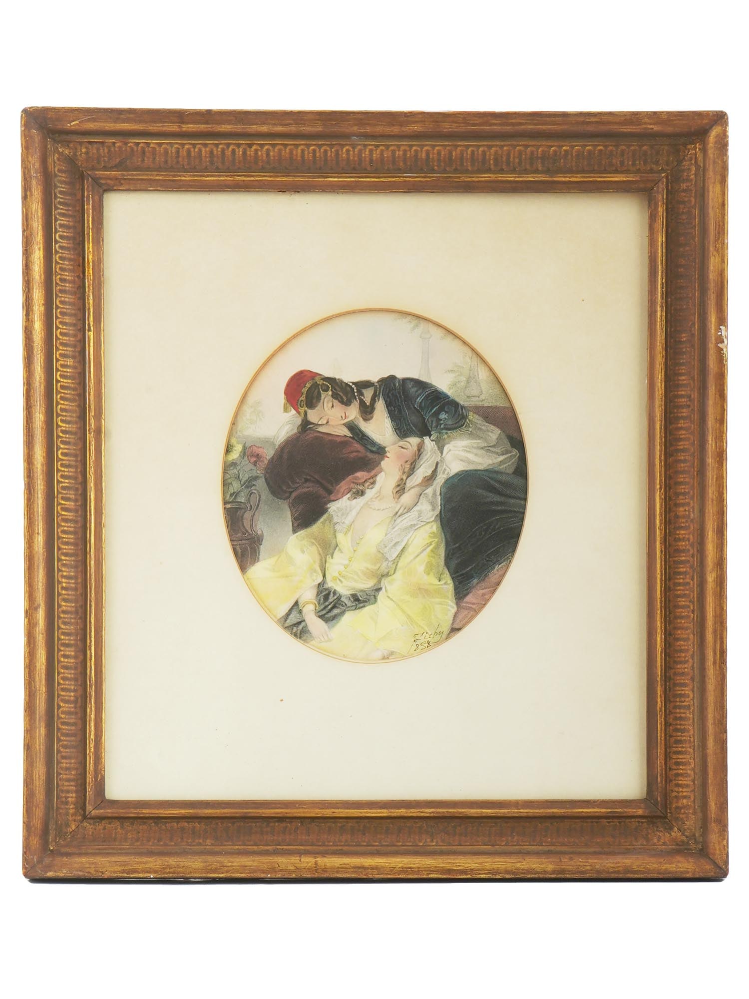 HUNGARIAN HAND COLORED ETCHING BY MIHALY VON ZICHY (1 of 4)