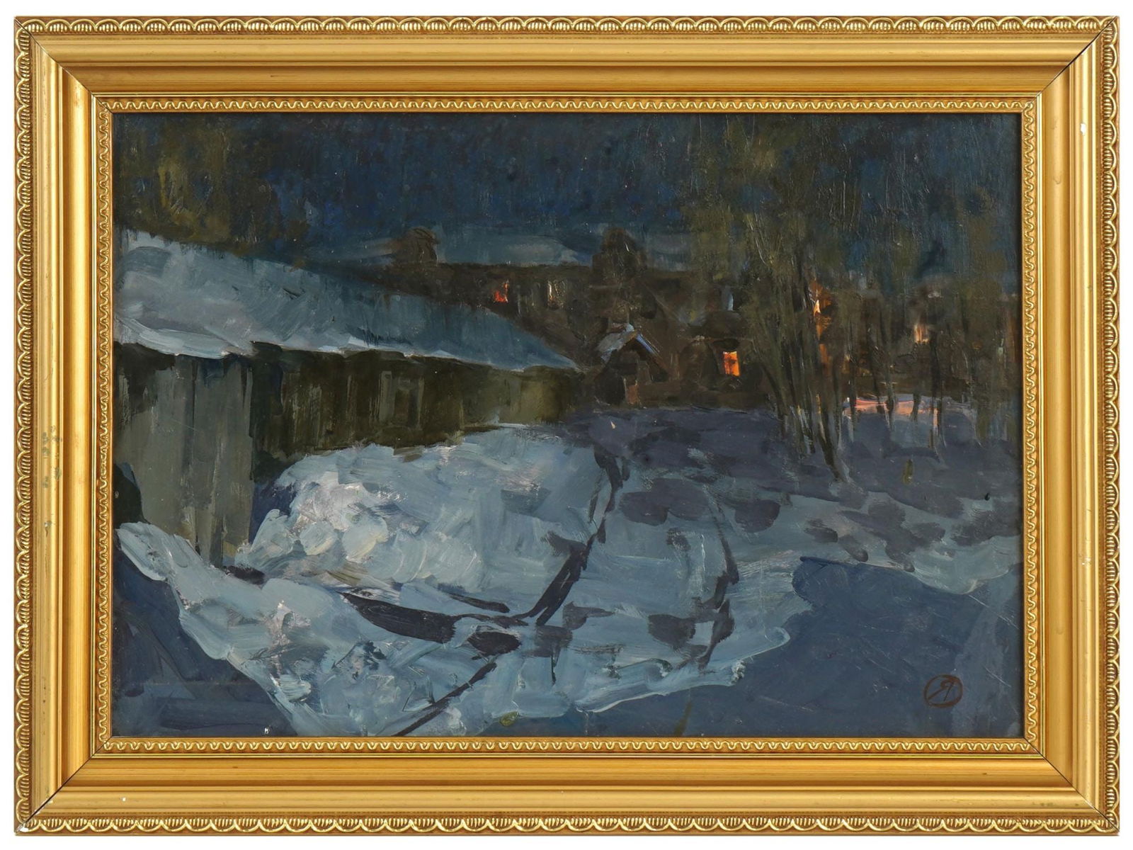 RUSSIAN WINTER LANDSCAPE OIL PAINTING SIGNED (1 of 5)