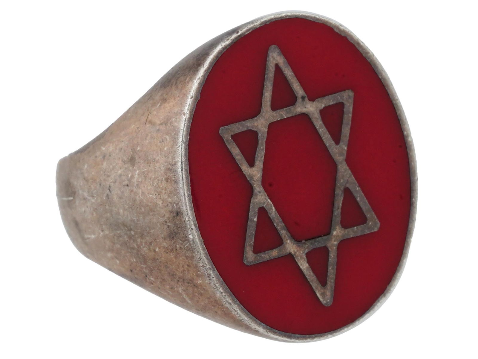 VINTAGE SILVER ENAMEL RING WITH STAR OF DAVID (1 of 5)