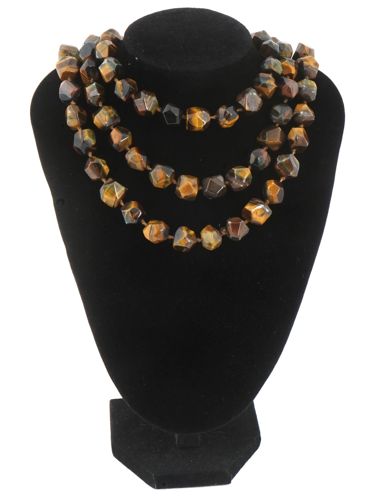 BEADED DESIGN BEADED HAND CARVED TIGER EYE NECKLACE (1 of 4)