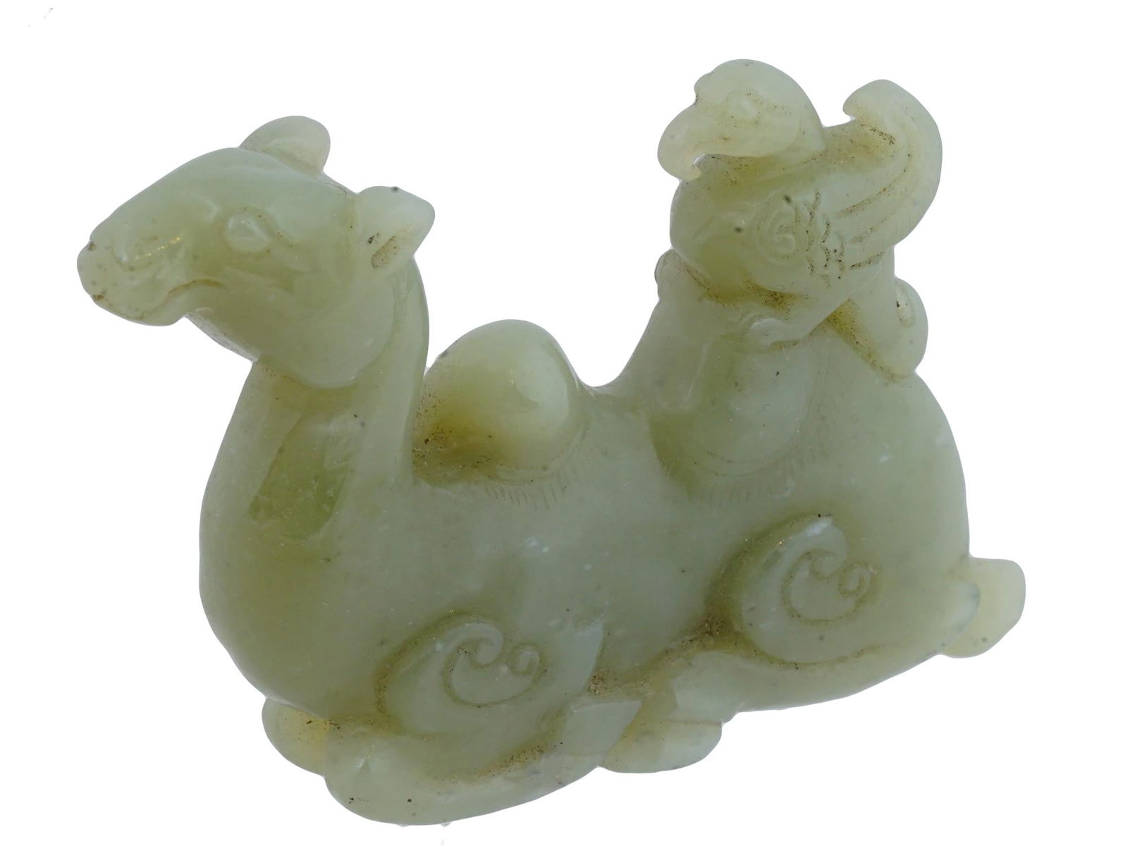 ANTIQUE CHINESE CAMEL GRIFFIN CARVED JADE FIGURINE (1 of 7)