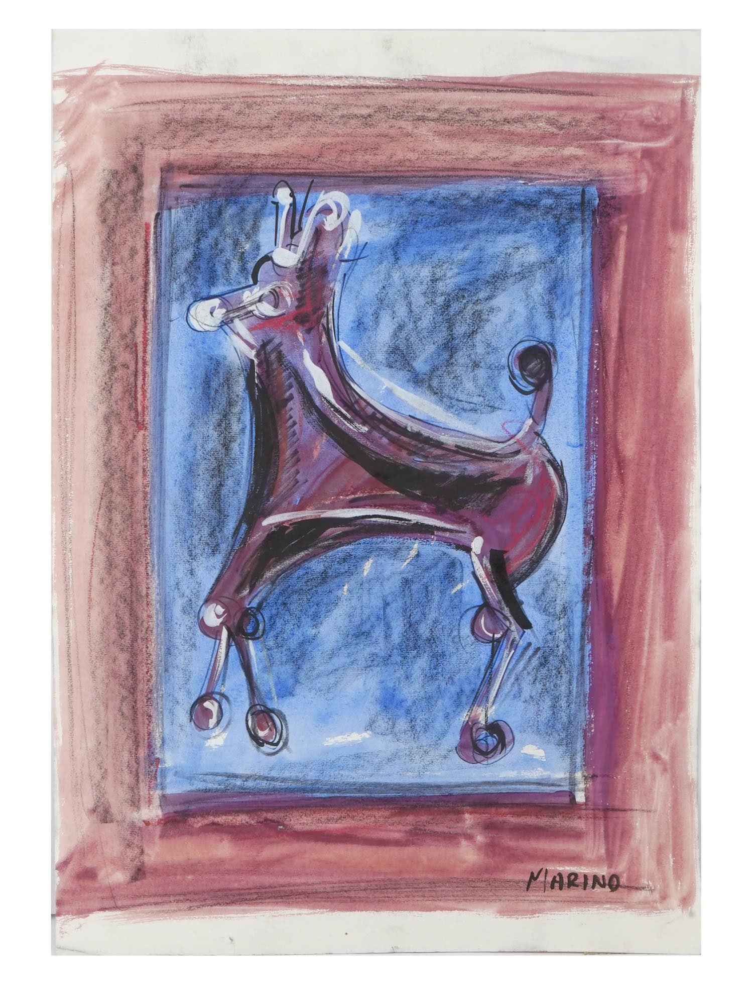 ATTRIBUTED TO MARINO MARINI GOUACHE GRAPHITE PAINTING (1 of 5)