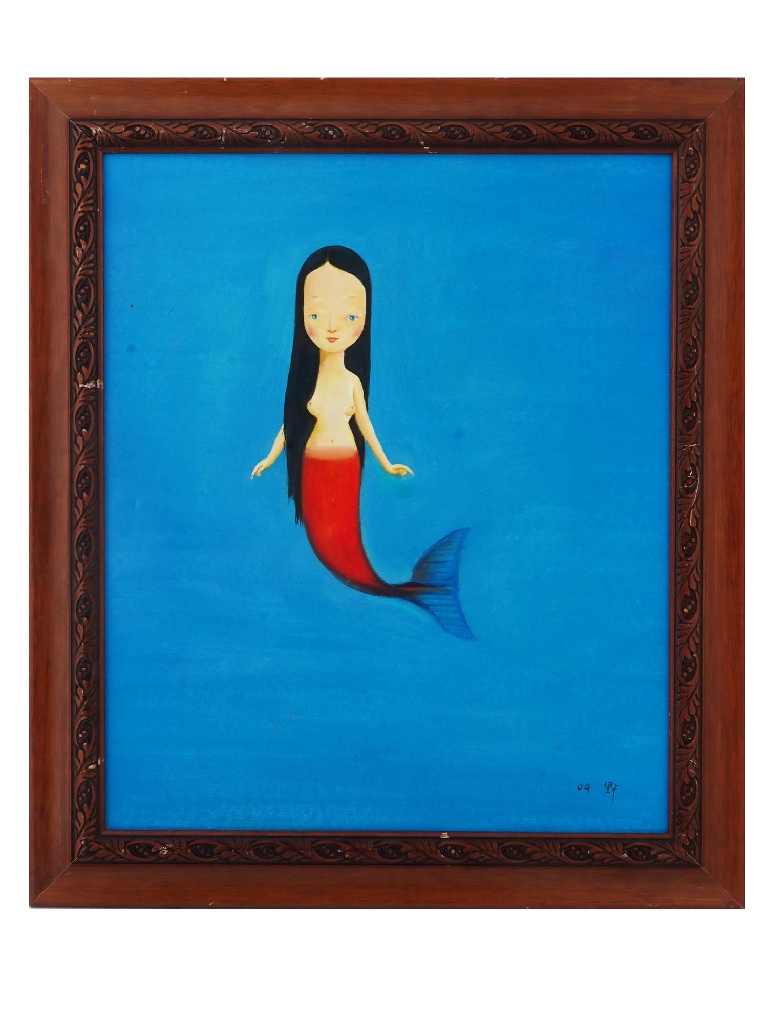 ATTR TO LIU YE CHINESE MERMAID PORTRAIT OIL PAINTING (1 of 6)