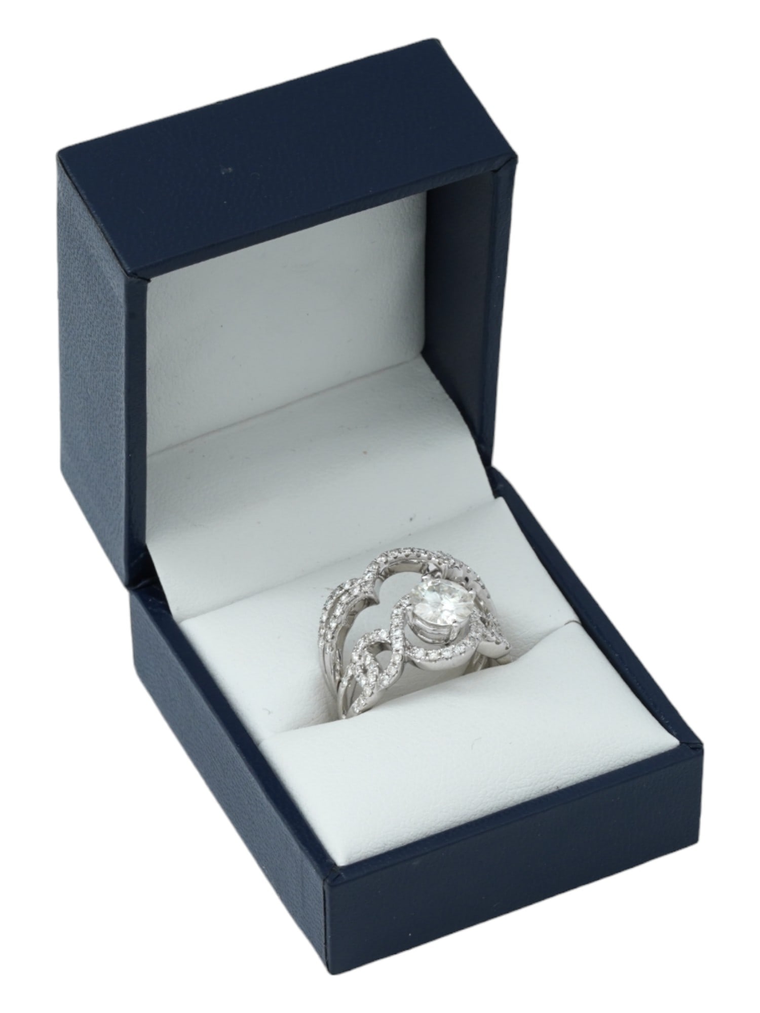 14K WHITE GOLD DIAMOND DOUBLE ENGAGEMENT RING IOB (1 of 8)