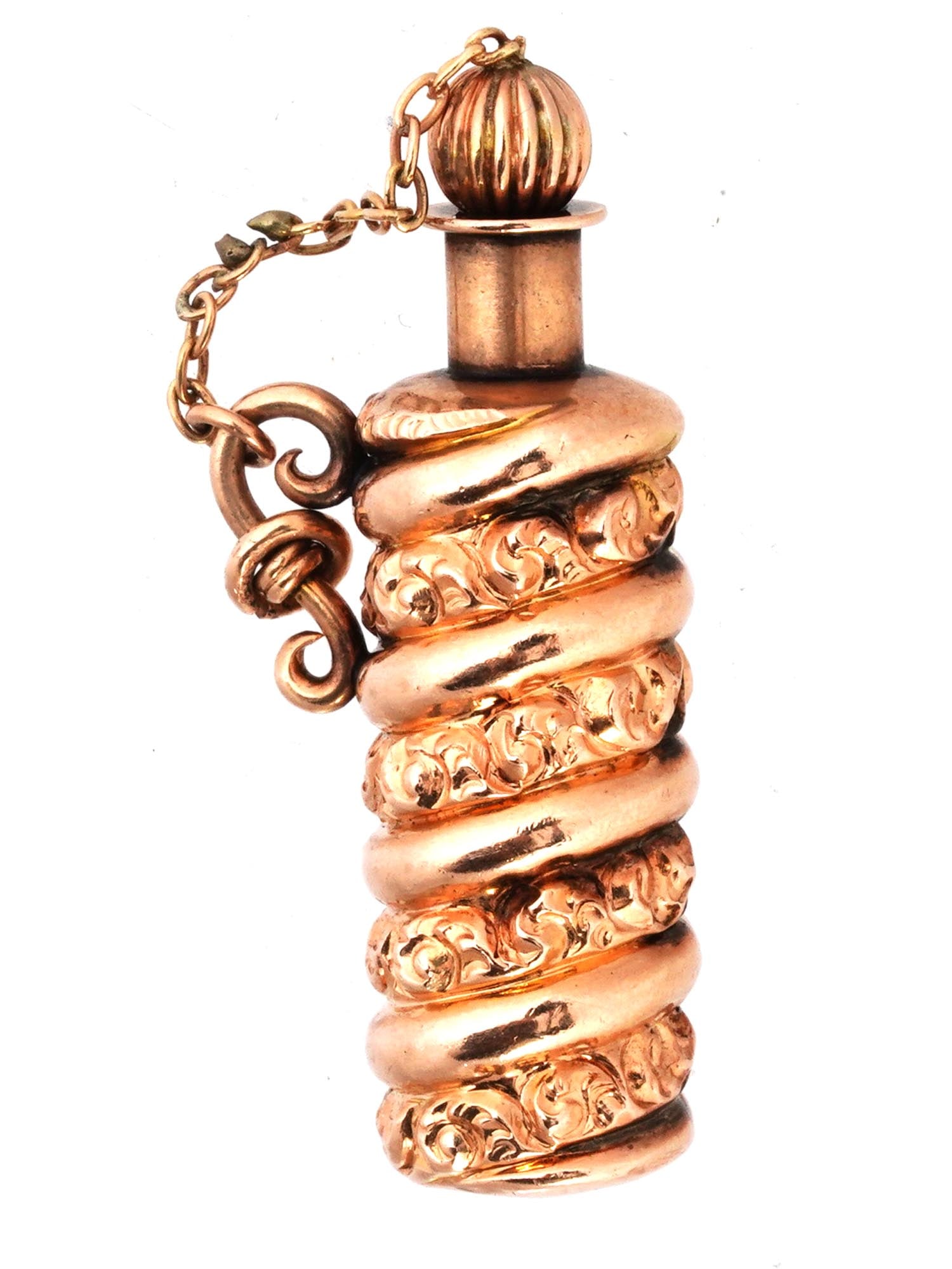 ANTIQUE VICTORIAN ROSE GOLD PERFUME BOTTLE CHARM (1 of 4)