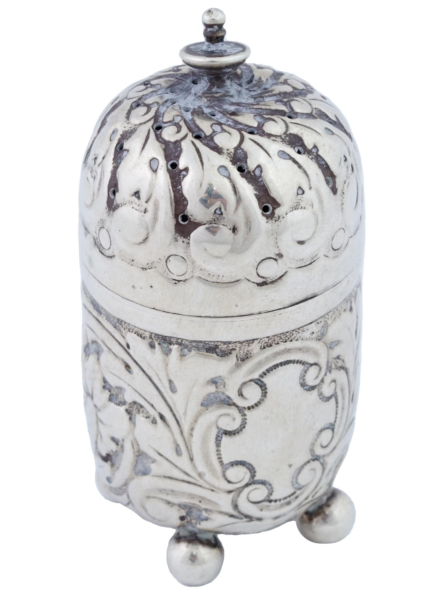ANTIQUE ENGLISH STERLING SILVER FOOTED SALT SHAKER (1 of 9)
