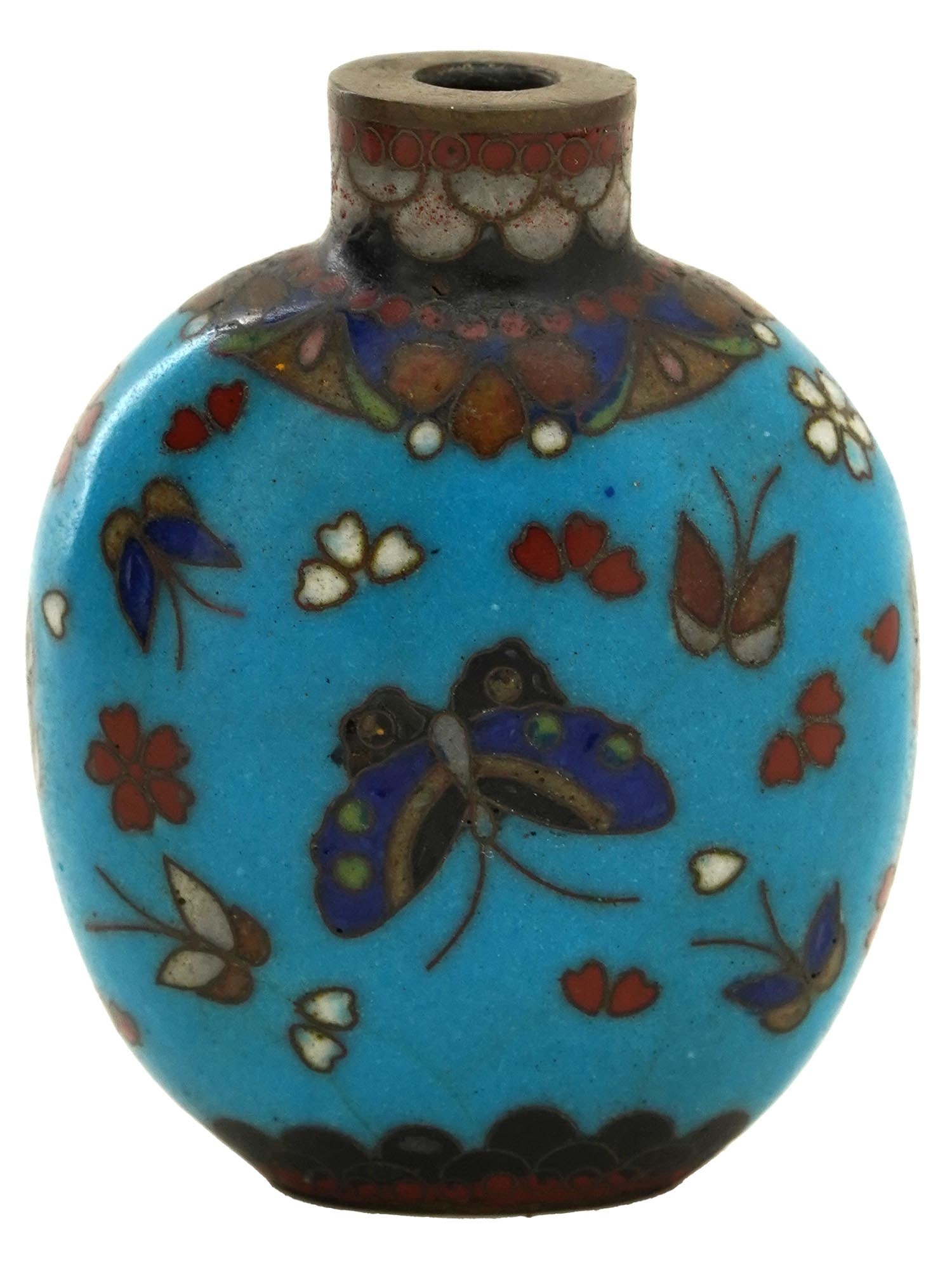 RARE ANTIQUE JAPANESE MEIJI CLOISONNE SNUFF BOTTLE (1 of 6)
