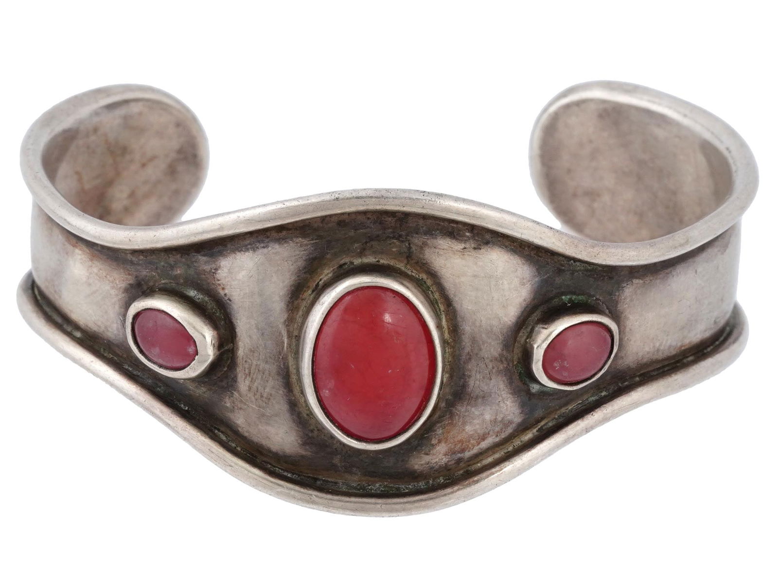 STERLING SILVER CORAL CUFF BRACELET (1 of 6)