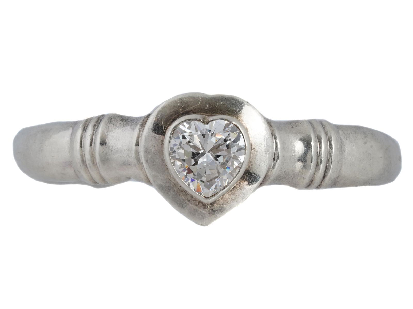 VINTAGE STERLING SILVER HEART DIAMOND BRACELET (1 of 6)