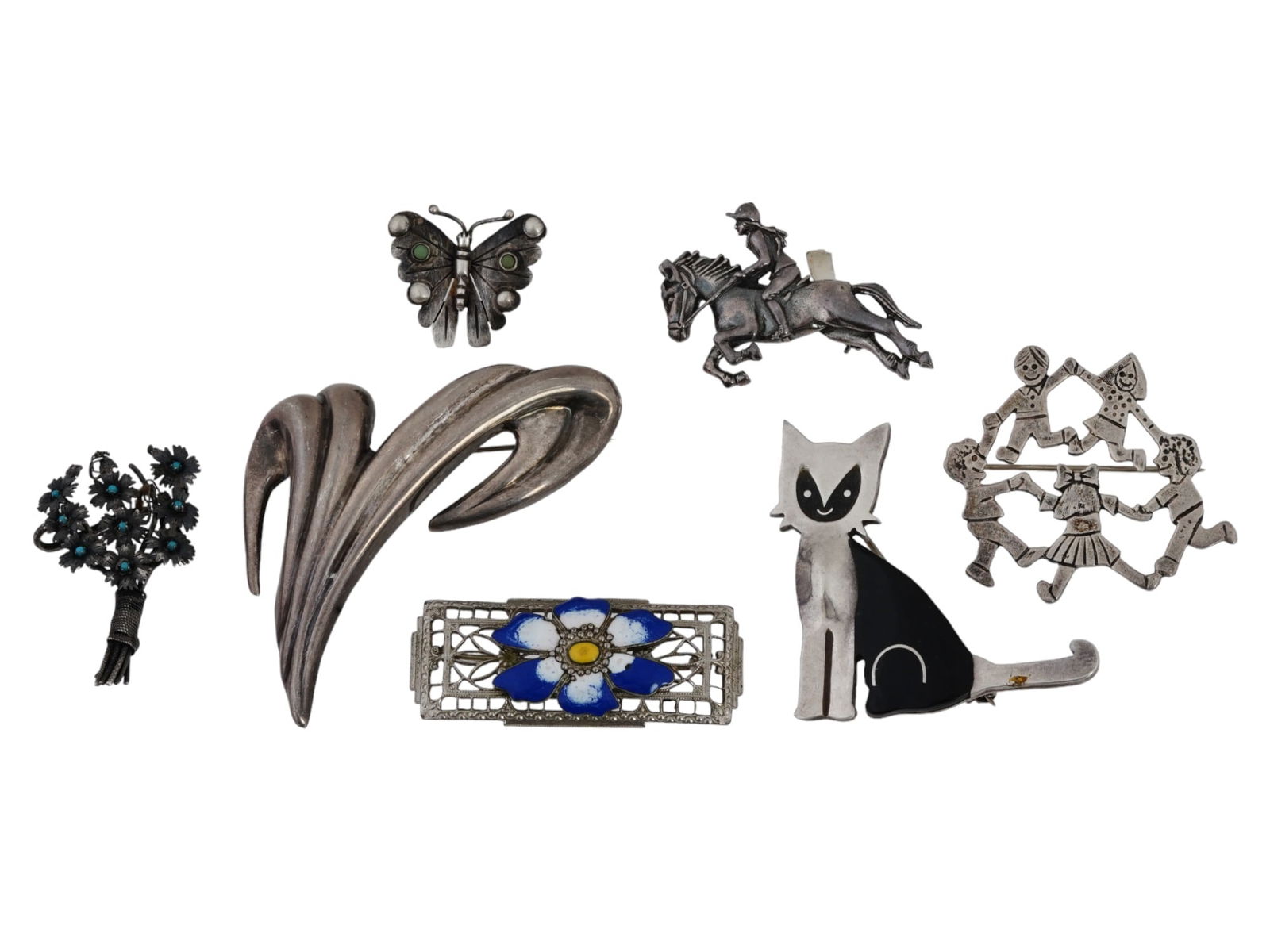 COLLECTION OF MEXICAN STERLING SILVER PIN BROOCHES (1 of 7)