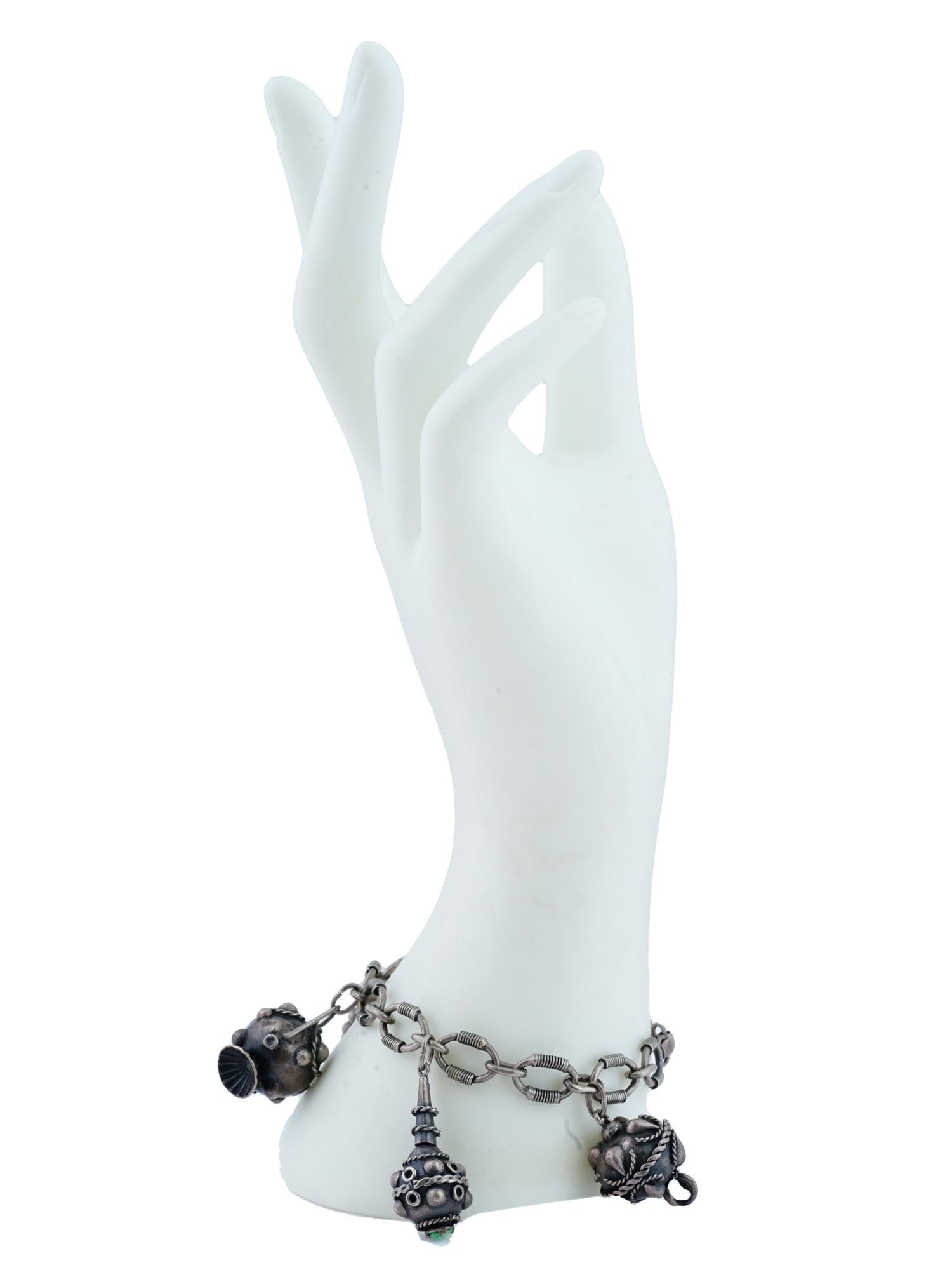 TURKISH OTTOMAN MANNER 900 SILVER BRACELET W CHARMS (1 of 3)