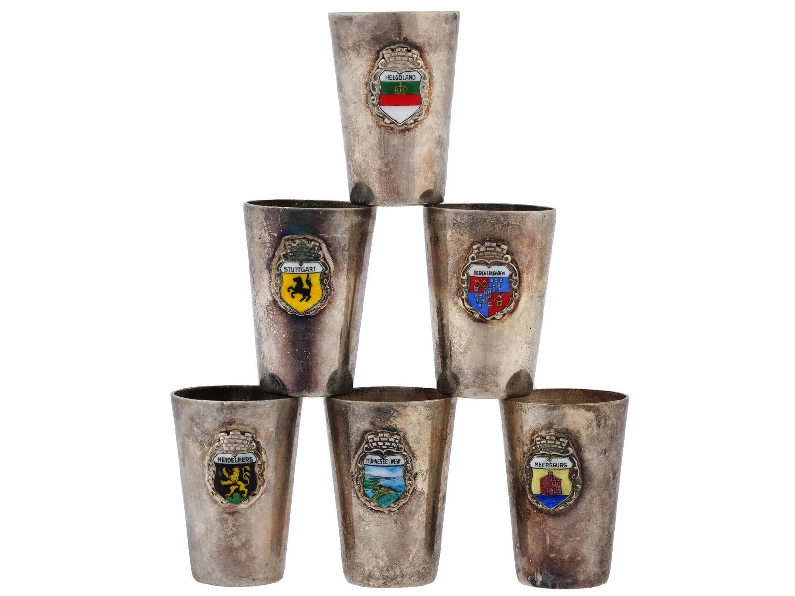 SET OF SIX GERMAN WWII MODEL NSDAP SHOT CUPS (1 of 12)