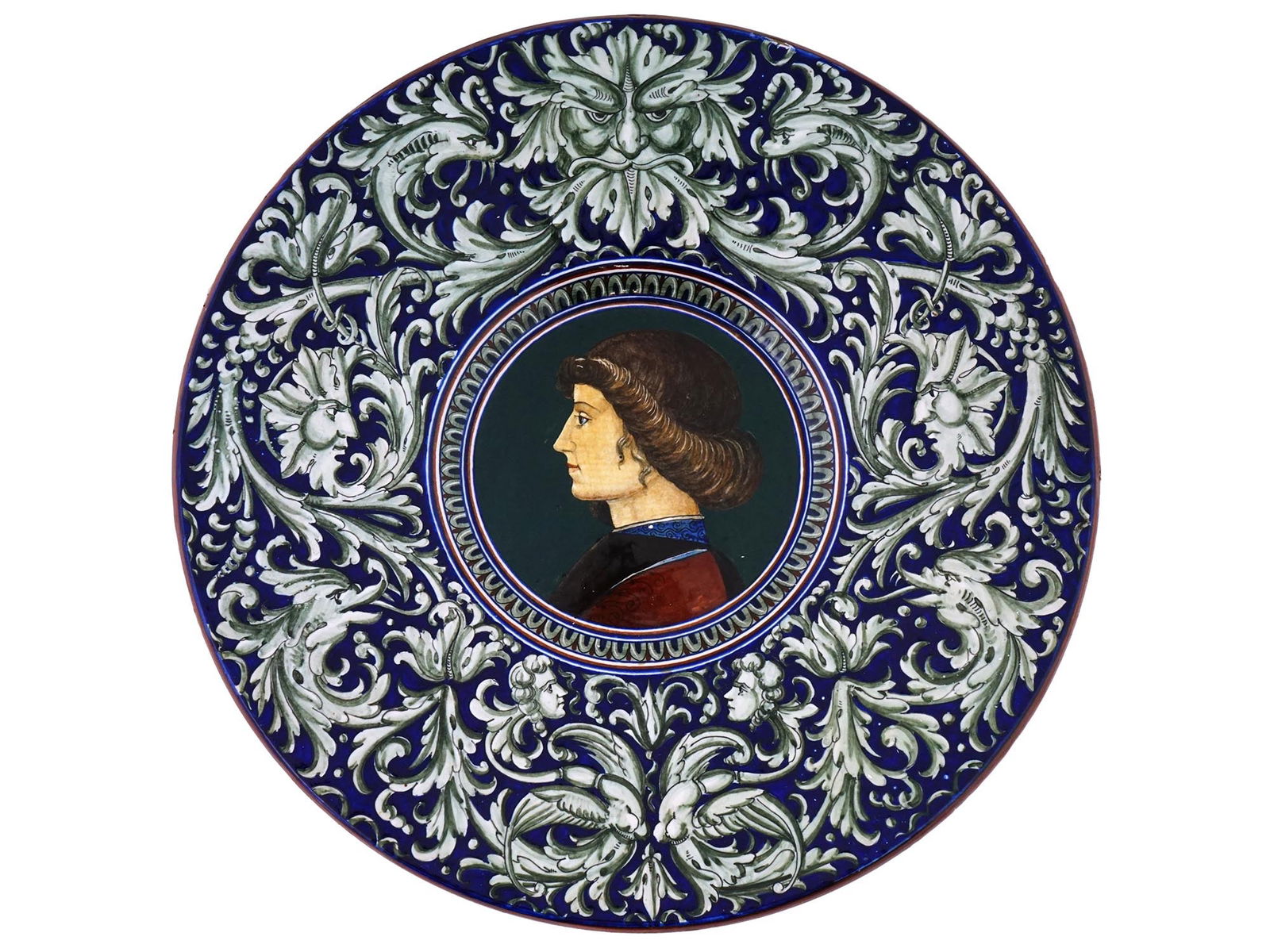 LARGE ANTIQUE ITALIAN GLAZED MAJOLICA CHARGER PLATE (1 of 9)