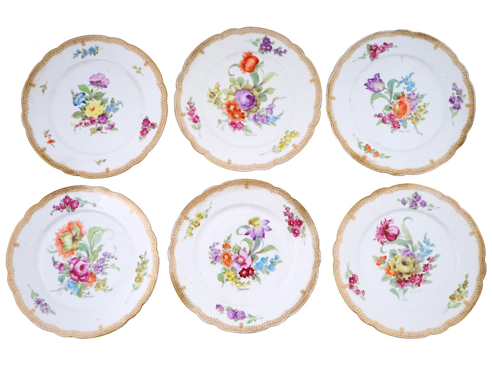 ANTIQUE FRENCH PILLIVUYT PORCELAIN PLATES SET SIGNED (1 of 11)