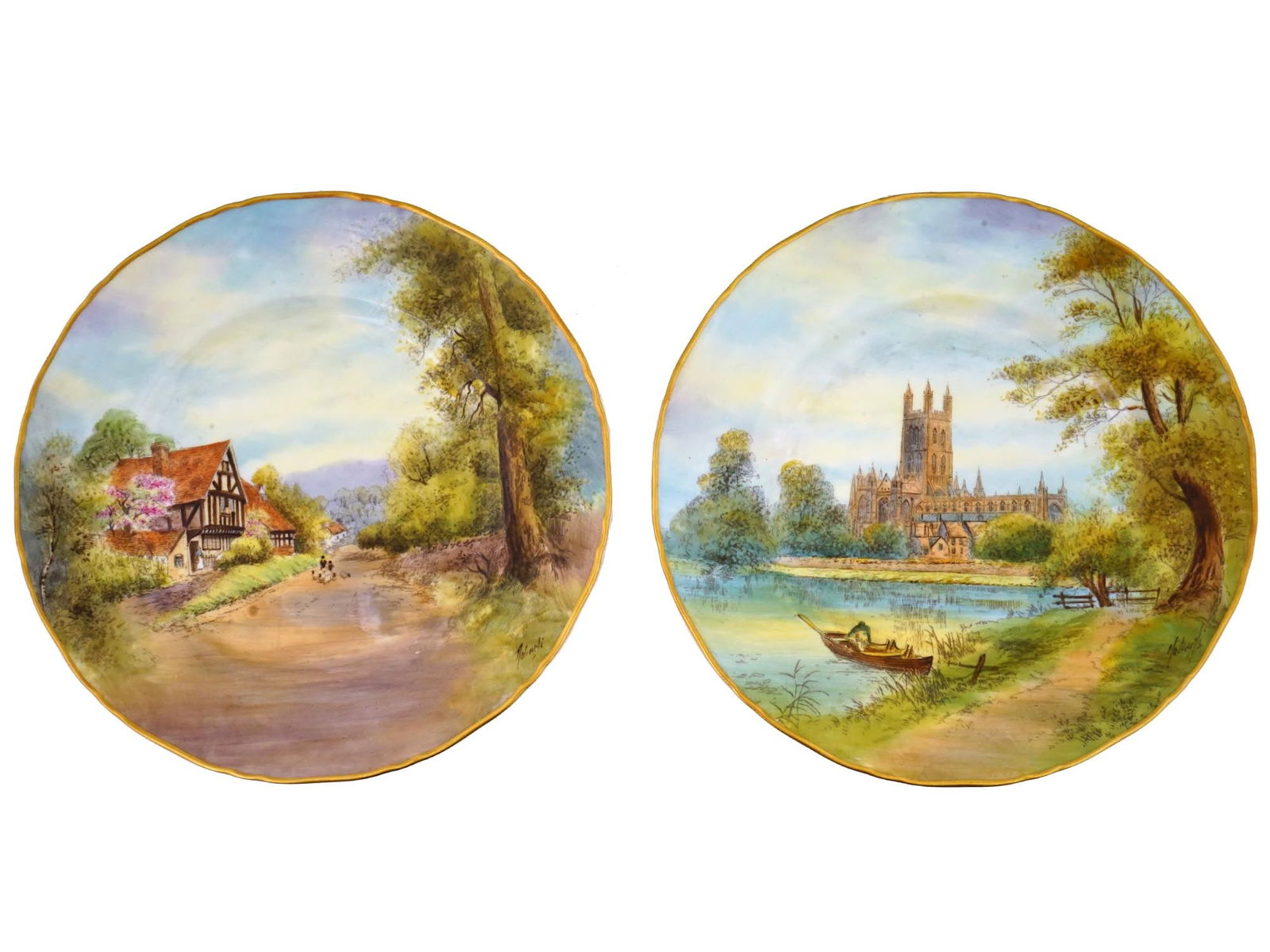 ROYAL WORCESTER QUINTONS VILLAGES PORCELAIN PLATES (1 of 9)
