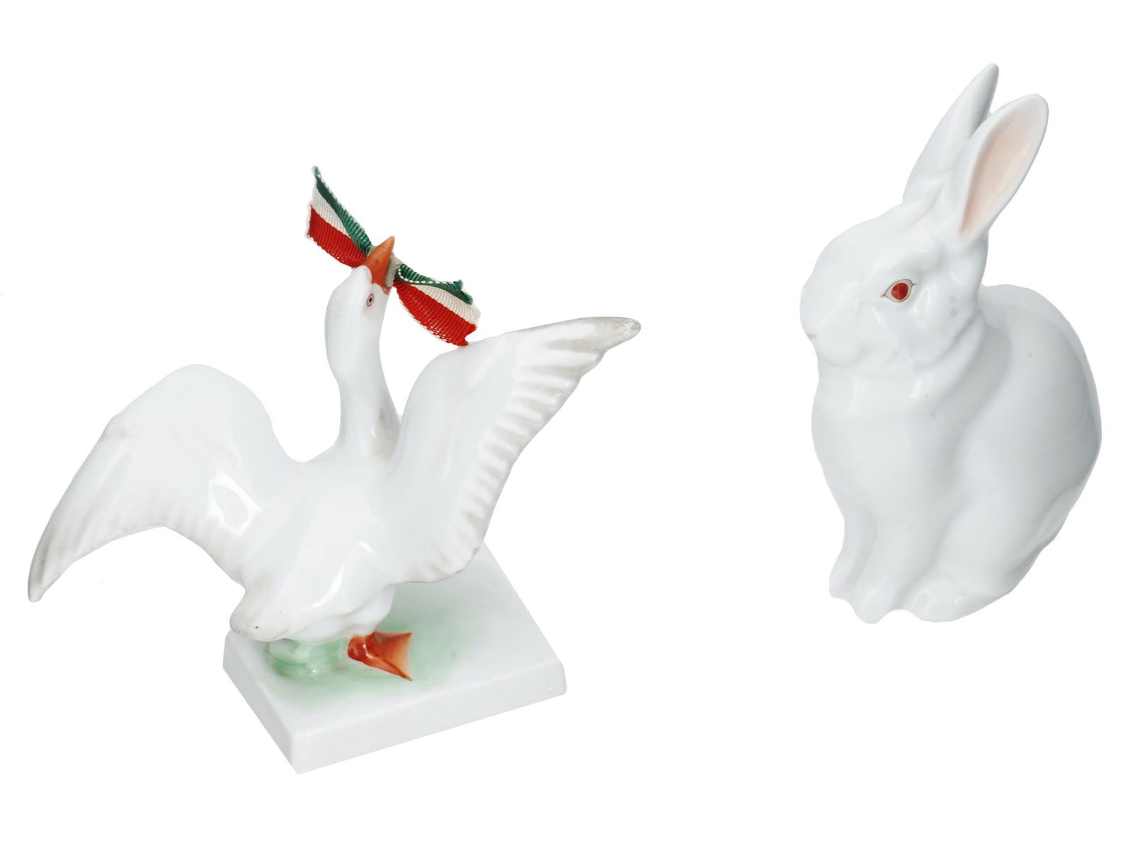 HEREND HUNGARY PORCELAIN FIGURES RABBIT AND GOOSE (1 of 9)