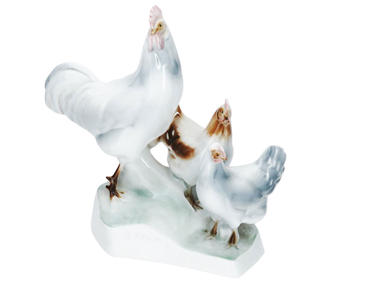 HUNGARIAN ZSOLNAY GLAZED PORCELAIN CHICKEN FIGURE (1 of 9)