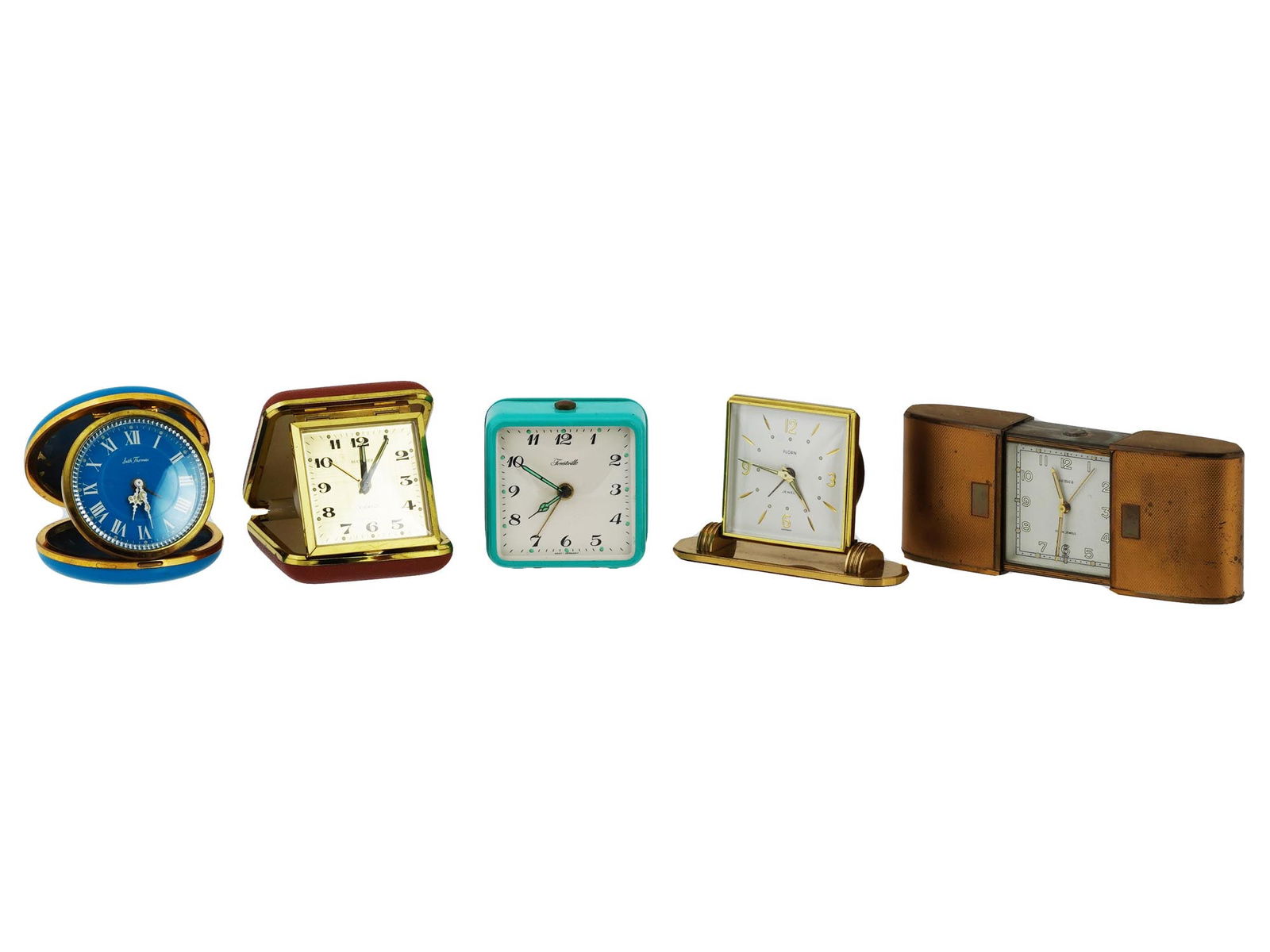 COLLECTION OF EUROPEAN POCKET TRAVEL ALARM CLOCKS (1 of 12)