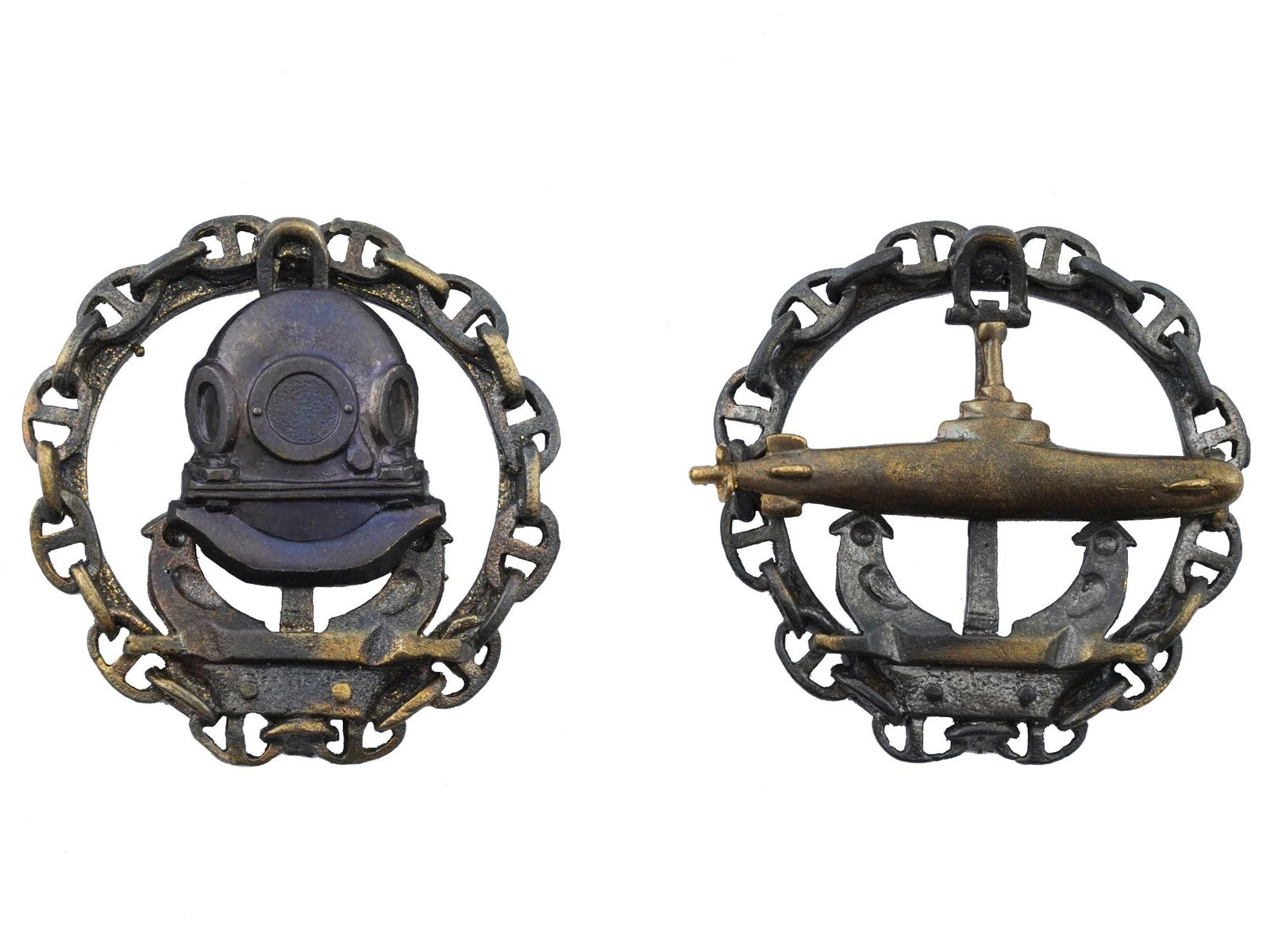 WWI TYPE RUSSIAN IMPERIAL DIVER AND SUBMARINER BADGES (1 of 2)