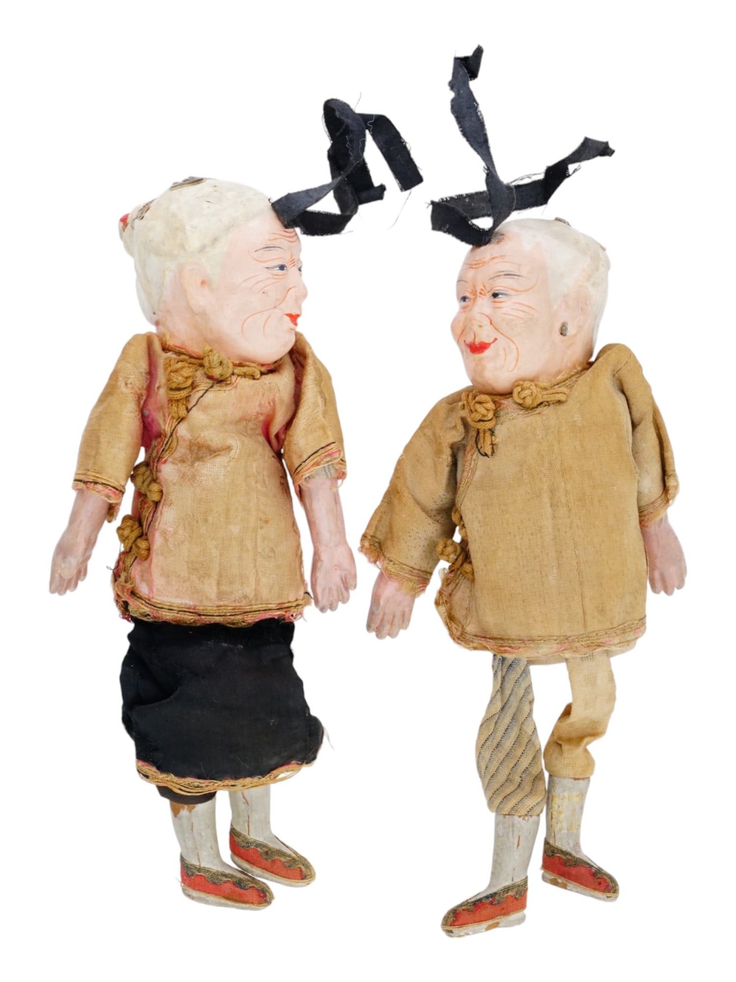 ANTIQUE C 1920 ASIAN OLD MAN AND OLD LADY DOLLS (1 of 5)