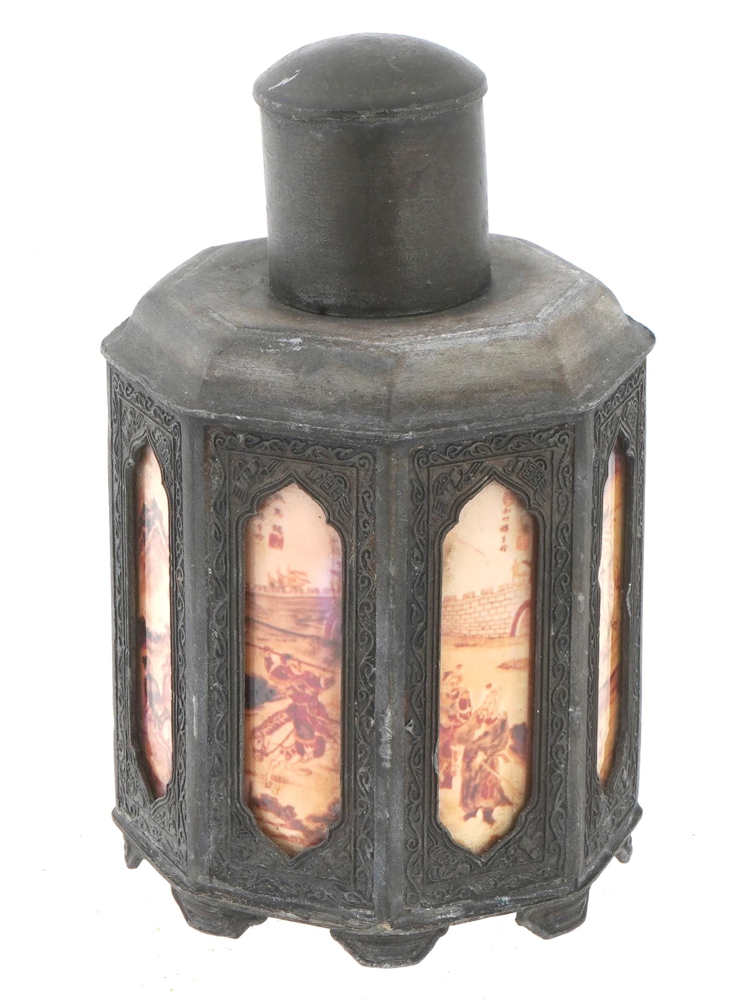 ANTIQUE CHINESE SHANTOU PEWTER TEA CADDY 19TH C (1 of 6)