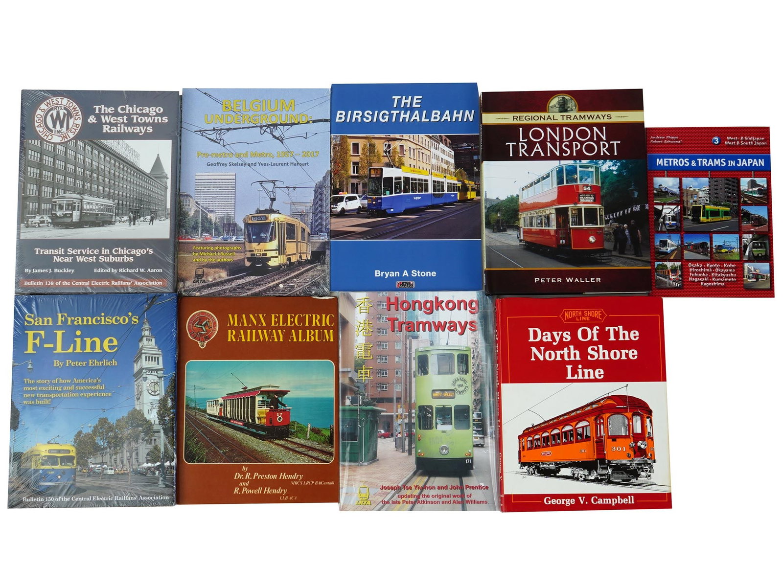 9 VINTAGE BOOKS PUBLIC URBAN TRANSPORT TRAMS: A lot of 9 vintage books dedicated to public urban transport, mainly trams. 1.The Chicago and West Towns Railways. Transit Service in Chicagos Near West Suburbs by James J. Buckley. 2. Belgium Undergr