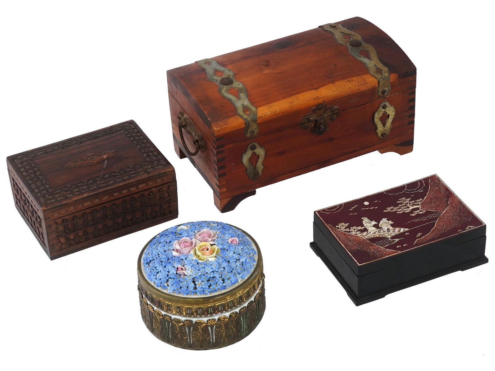 GROUP OF ANTIQUE AND VINTAGE LIDDED TRINKET BOXES (1 of 12)
