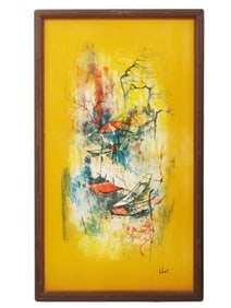 VIETNAMESE COLOR LITHOGRAPH ON SILK BY HOI LEBADANG