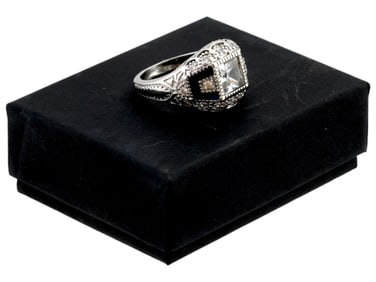 VINTAGE 925 STERLING SILVER ENAMEL GEMSTONE RING