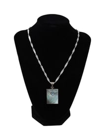 SILVER NECKLACE W MOTHER OF PEARL AND TOPAZ PENDANT