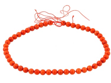 STRAND OF VINTAGE RED CORAL BEADS