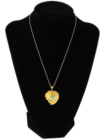 18K GOLD ENAMEL NECKLACE WITH ALLAH SYMBOL PENDANT