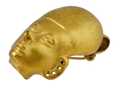 10K GOLD PRE COLUMBIAN REPLICA FACE PENDANT OR BROOCH