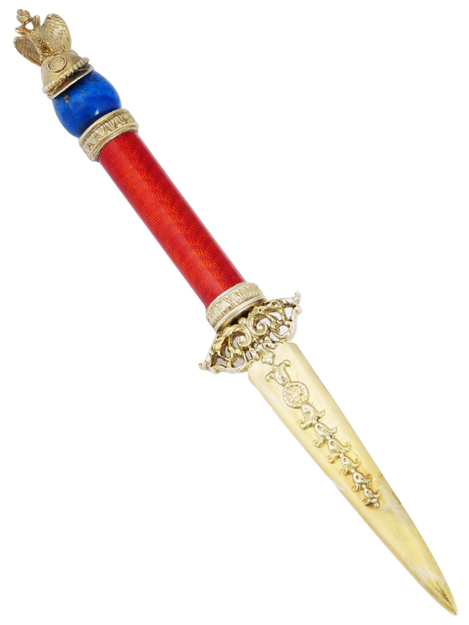 RUSSIAN GILT SILVER ENAMEL LAPIS LAZULI LETTER OPENER (1 of 9)