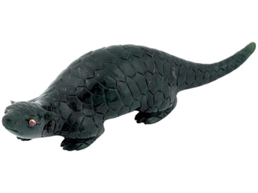 RUSSIAN HAND CARVED JADE RUBY PANGOLIN FIGURINE