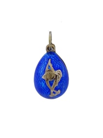 RUSSIAN 88 SILVER ENAMEL FISH EASTER EGG PENDANT